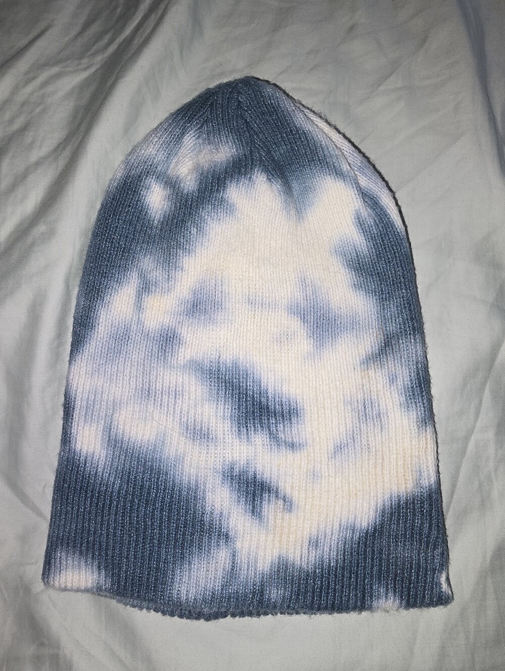 Gap Unisex Blue & White Tie-Dye Ribbed Knit Beanie - One Size